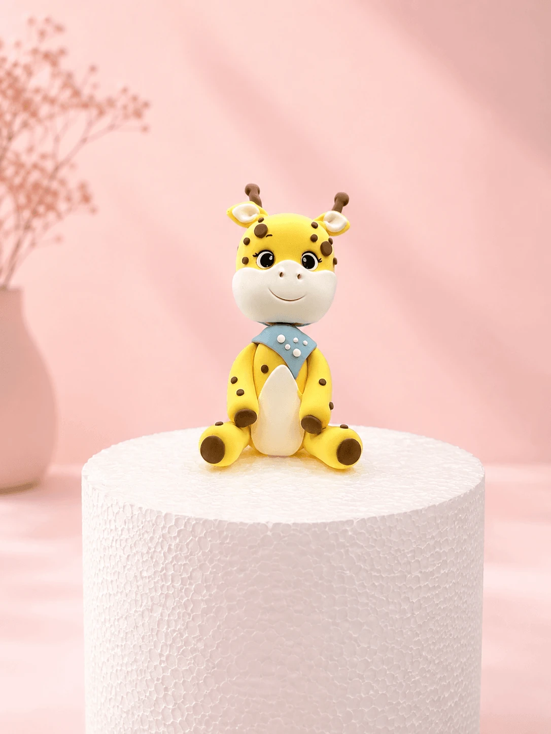 Baby Giraffe Cake Topper – Handmade Clay Figurine