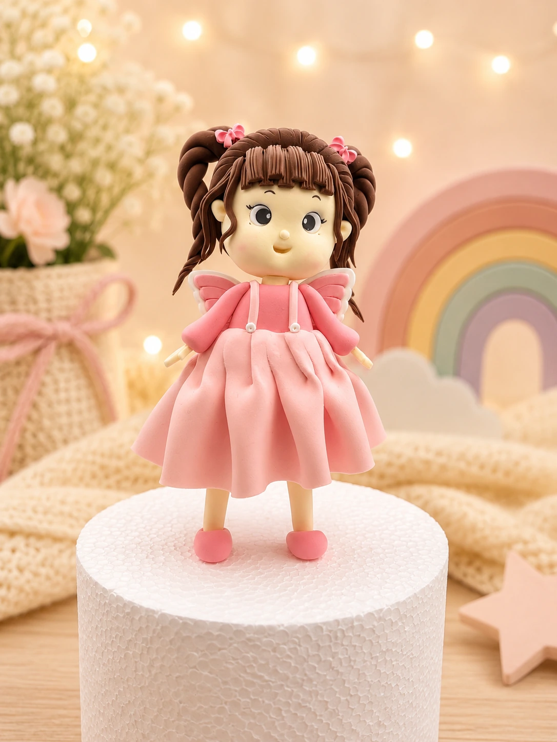 Handmade Pink Fairy Cake Topper – Fairy Girl Figurine