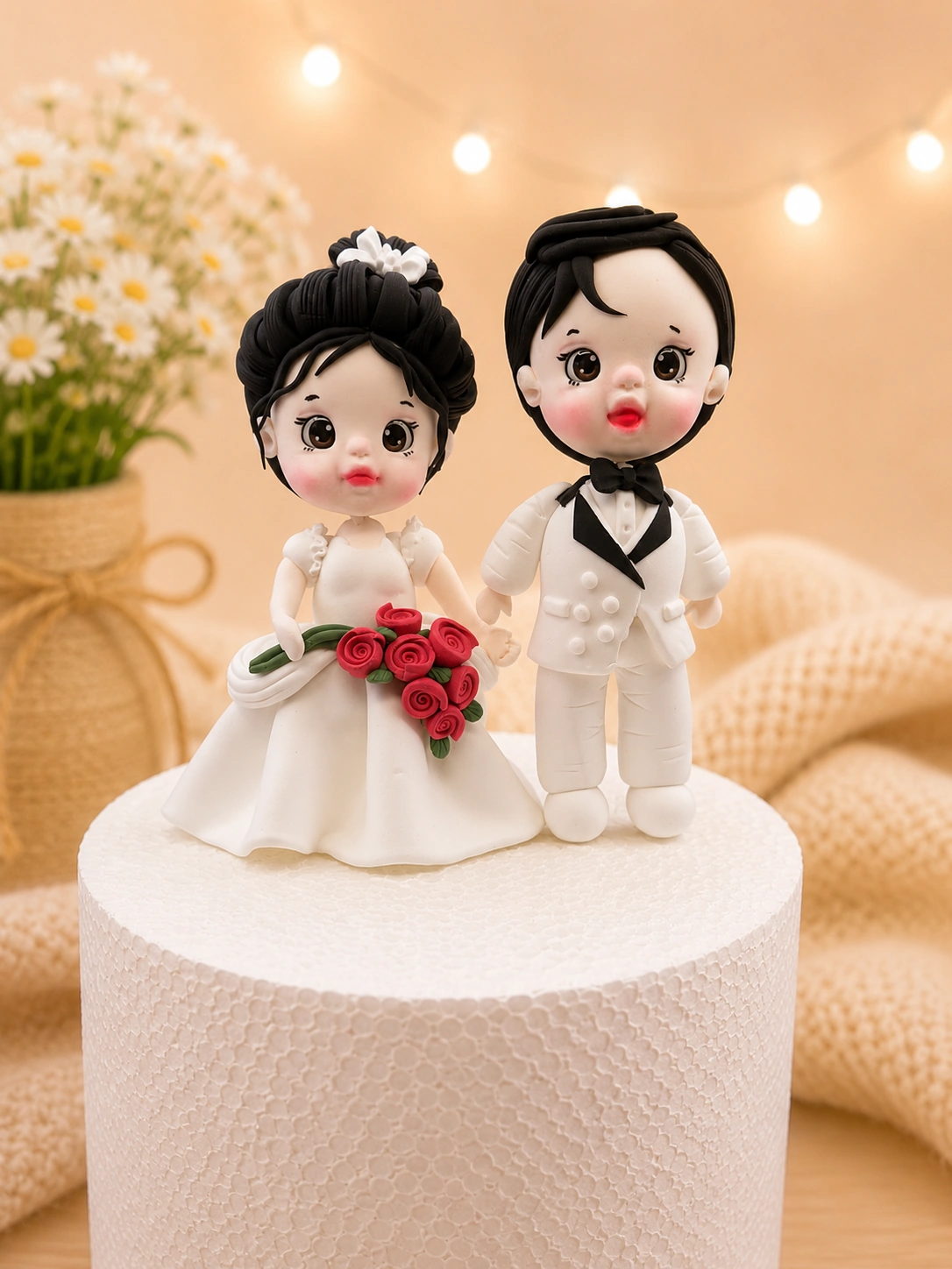 Handmade Bride & Groom Wedding Cake Topper – Wedding Couple Figurines