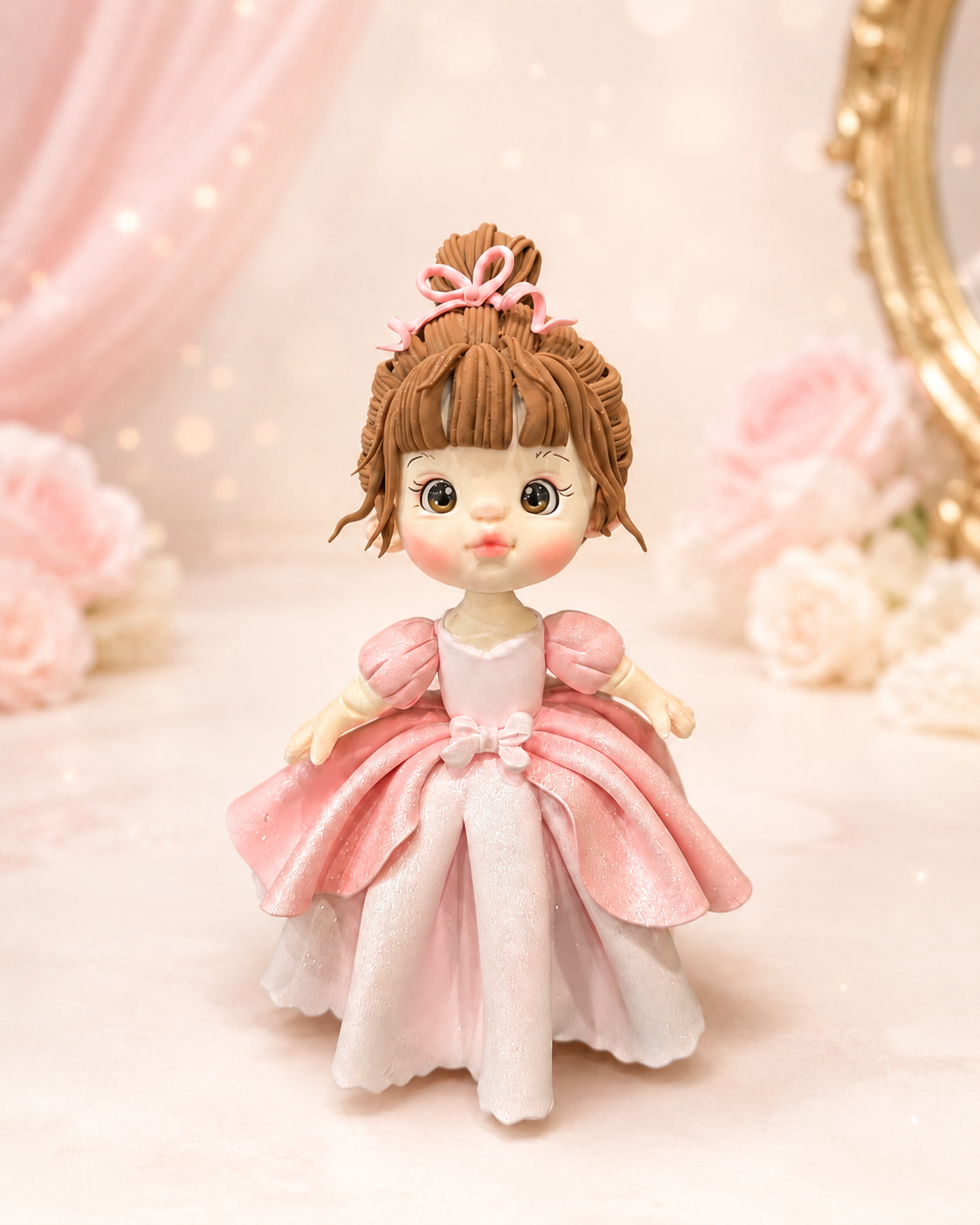 Handmade Pink Princess Cake Topper – Little Princess Figurine