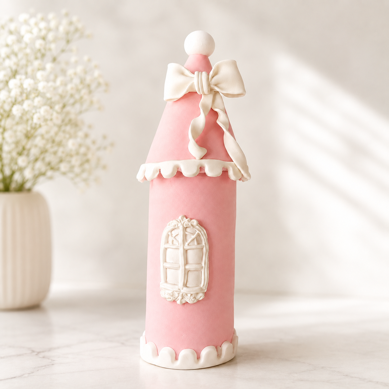 Handmade Pink Princess Castle Tower Cake Topper – Fairy Tale Tower