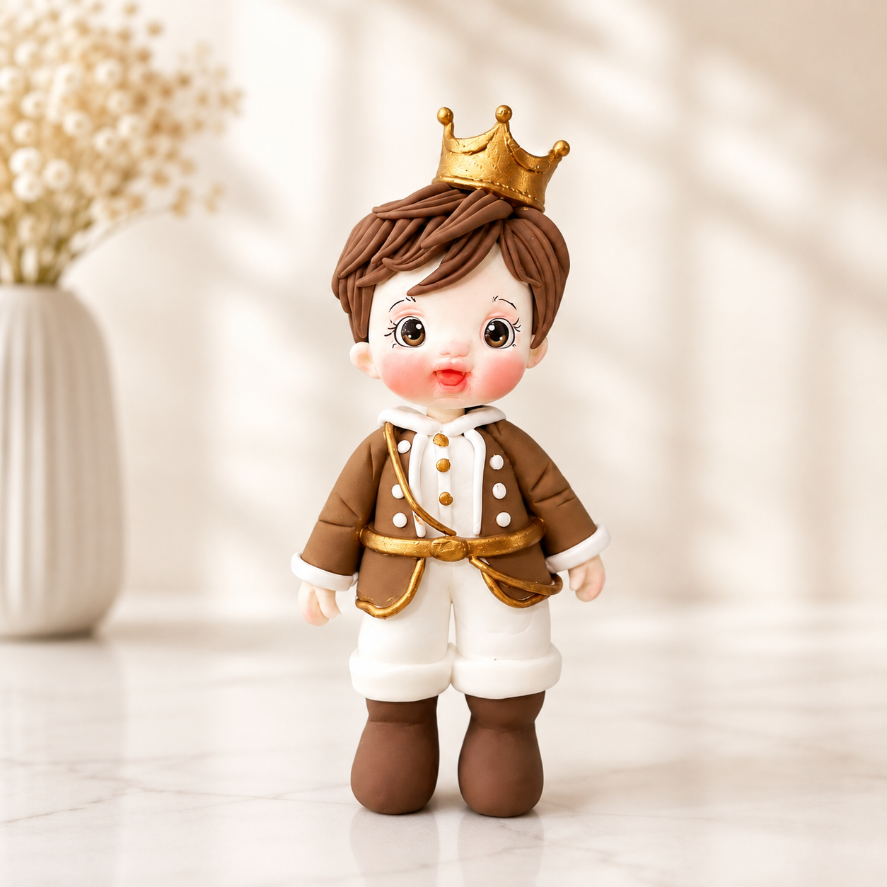 Handmade Little Prince Boy Cake Topper – Royal Prince Figurine