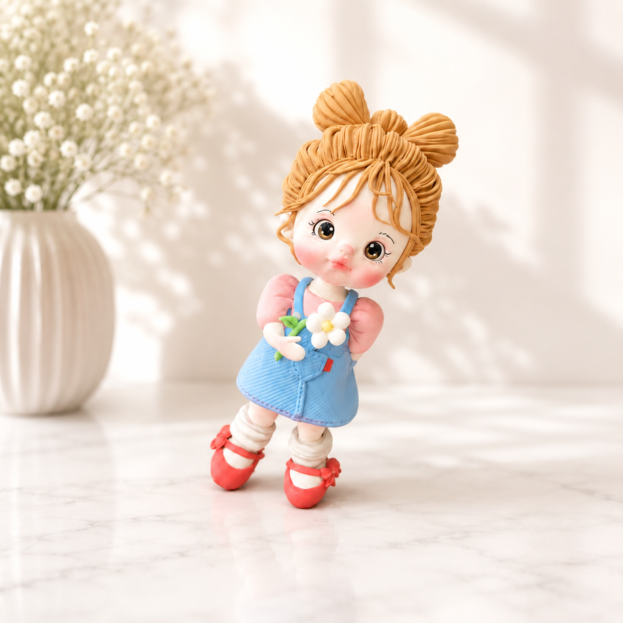 Handmade Sweet Garden Girl Cake Topper – Flower Girl Figurine