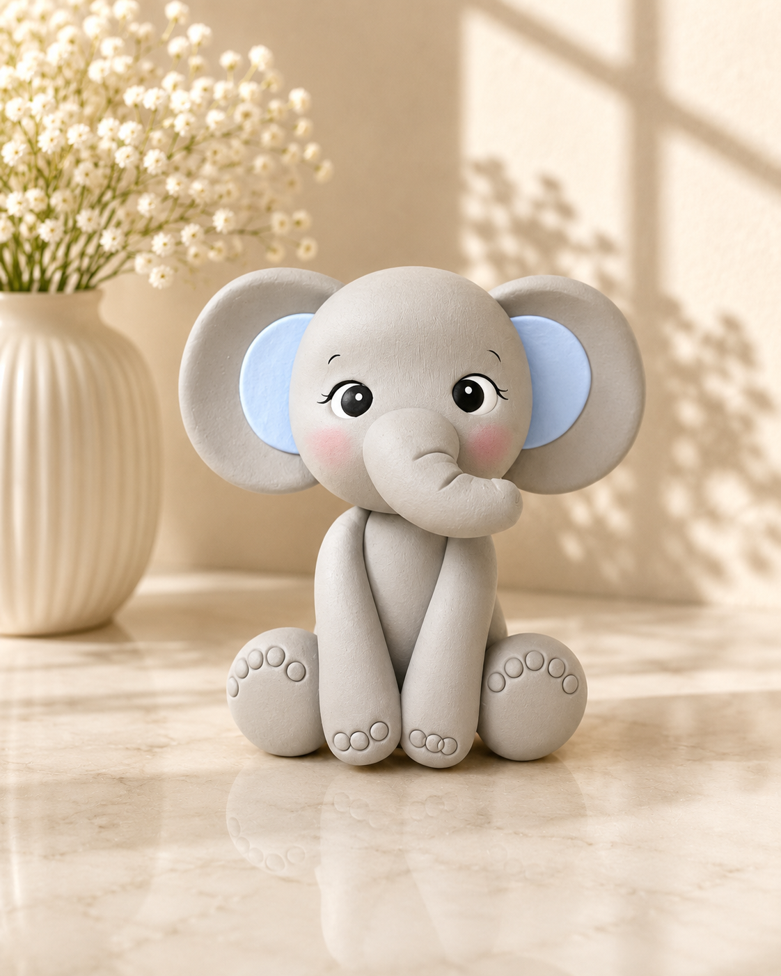 Handmade Baby Elephant Cake Topper – Cute Safari Animal Figurine