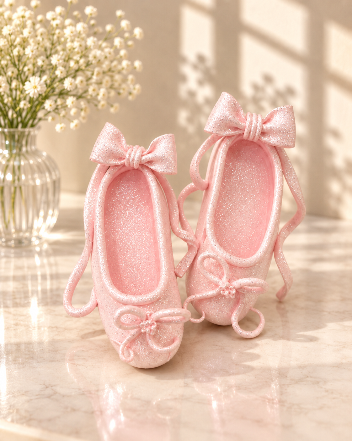 Handmade Pink Ballet Shoes Cake Topper – Pointe Slippers Set
