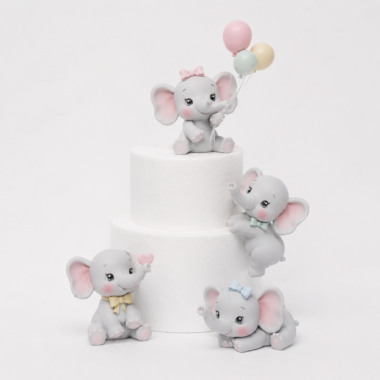 Pastel Balloon Elephant Family Topper