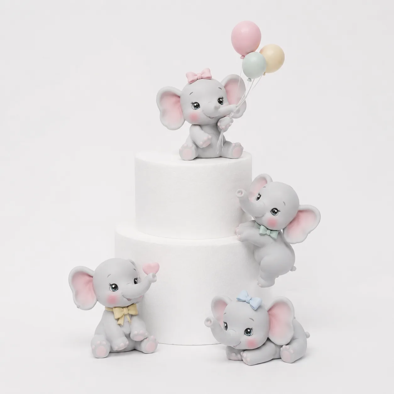 Pastel Balloon Elephant Family Topper
