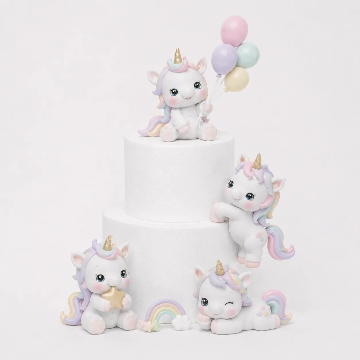 Rainbow Dreams Unicorn Family Topper