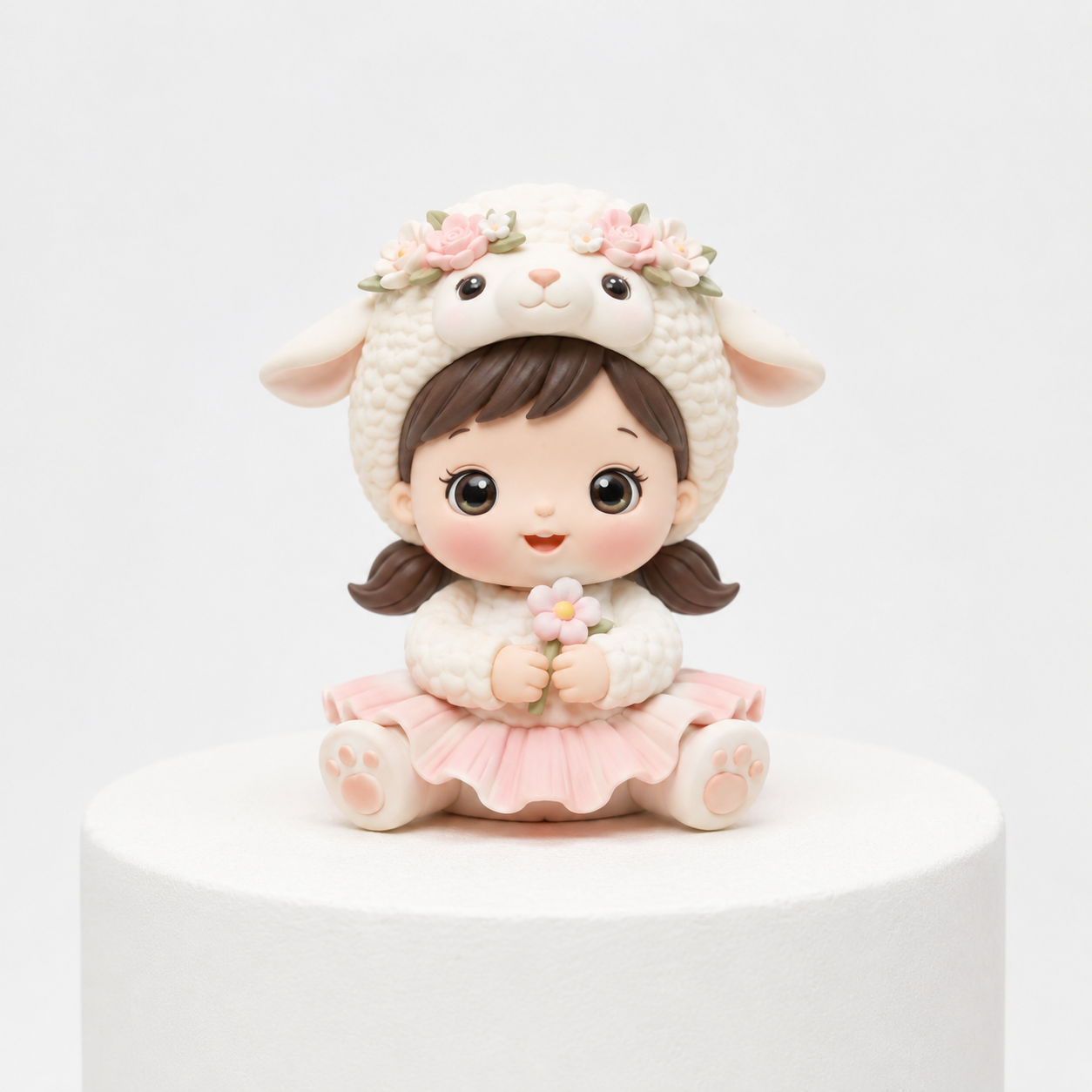 Lamb Girl With Flower