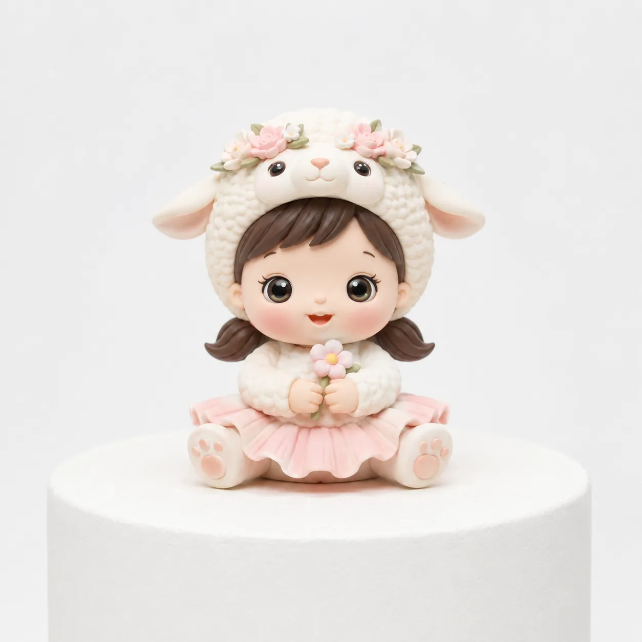 Lamb Girl With Flower