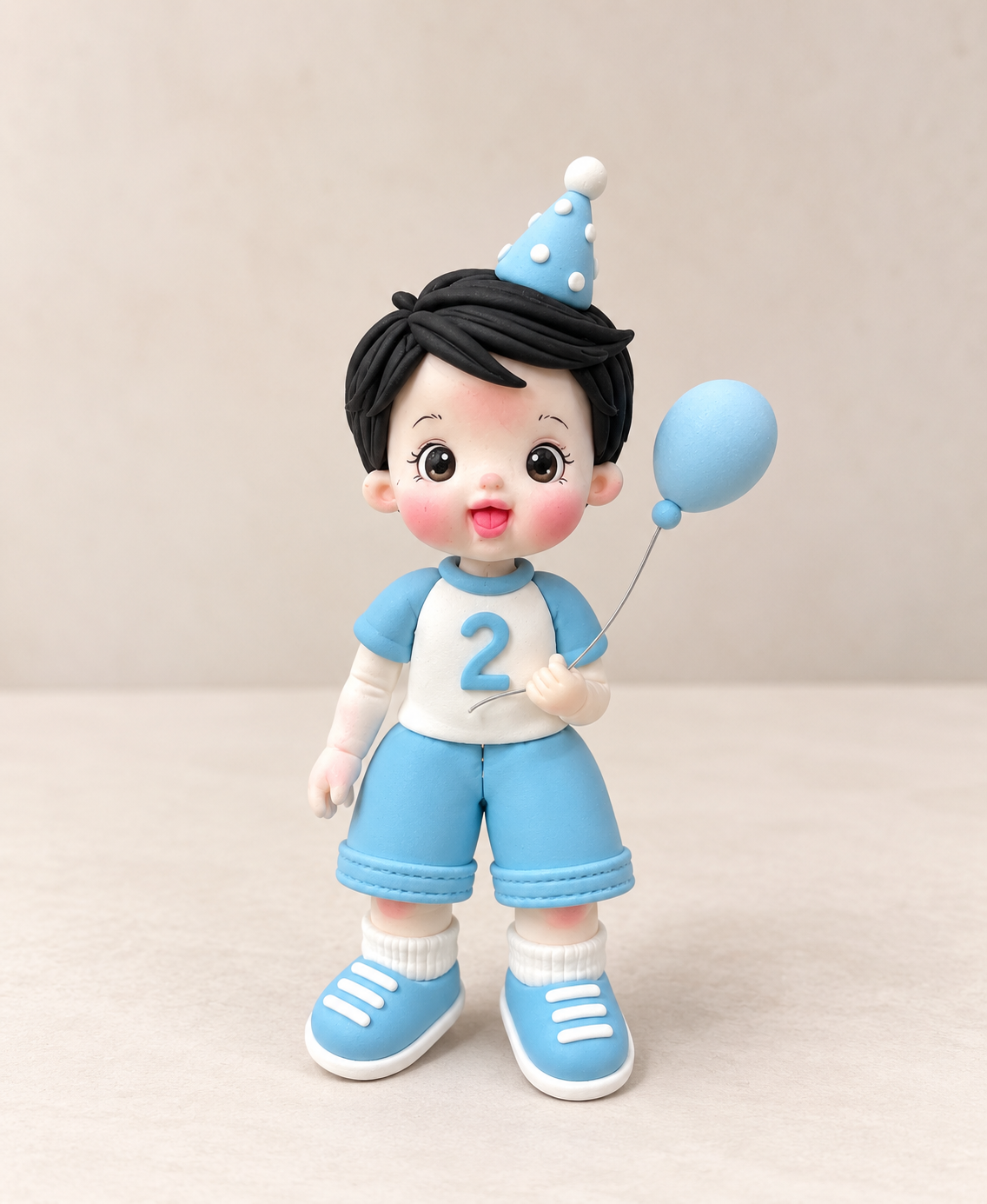 Birthday Boy Figurine Handmade Clay Cake Topper