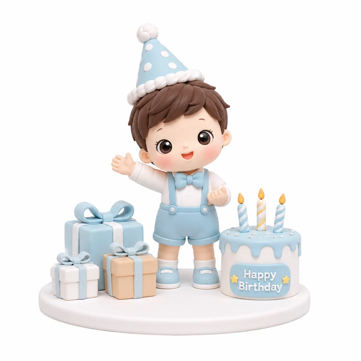 Blue Party Hat Birthday Boy Topper
