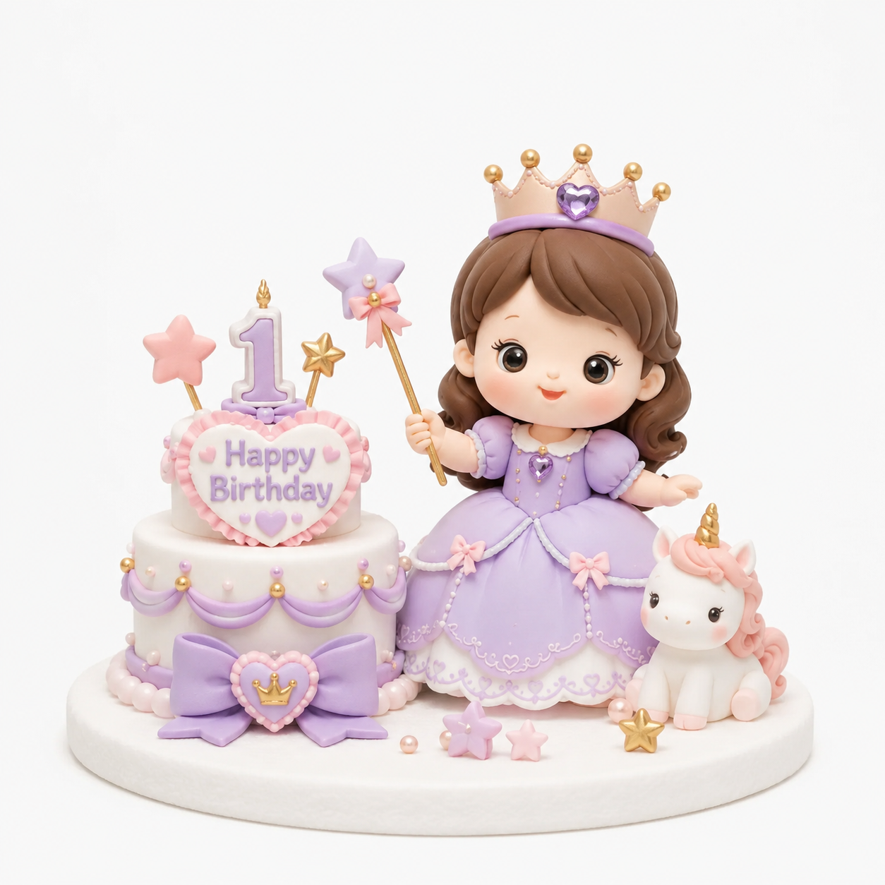 Princess & Unicorn 1st Birthday Topper