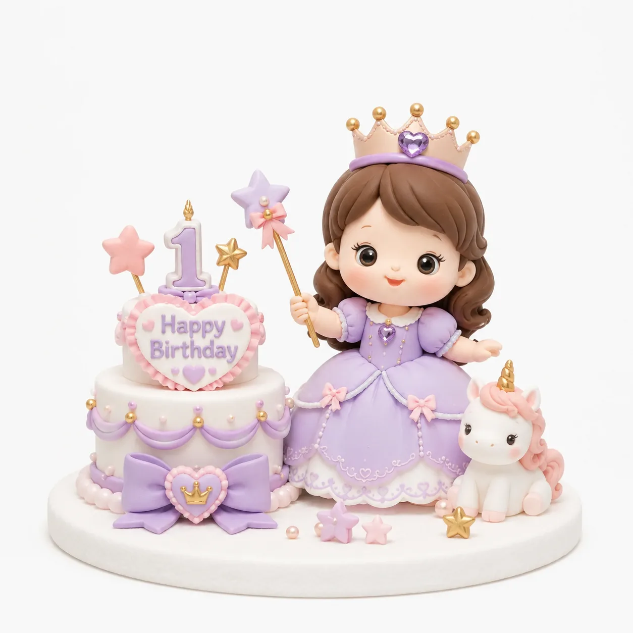 Princess & Unicorn 1st Birthday Topper