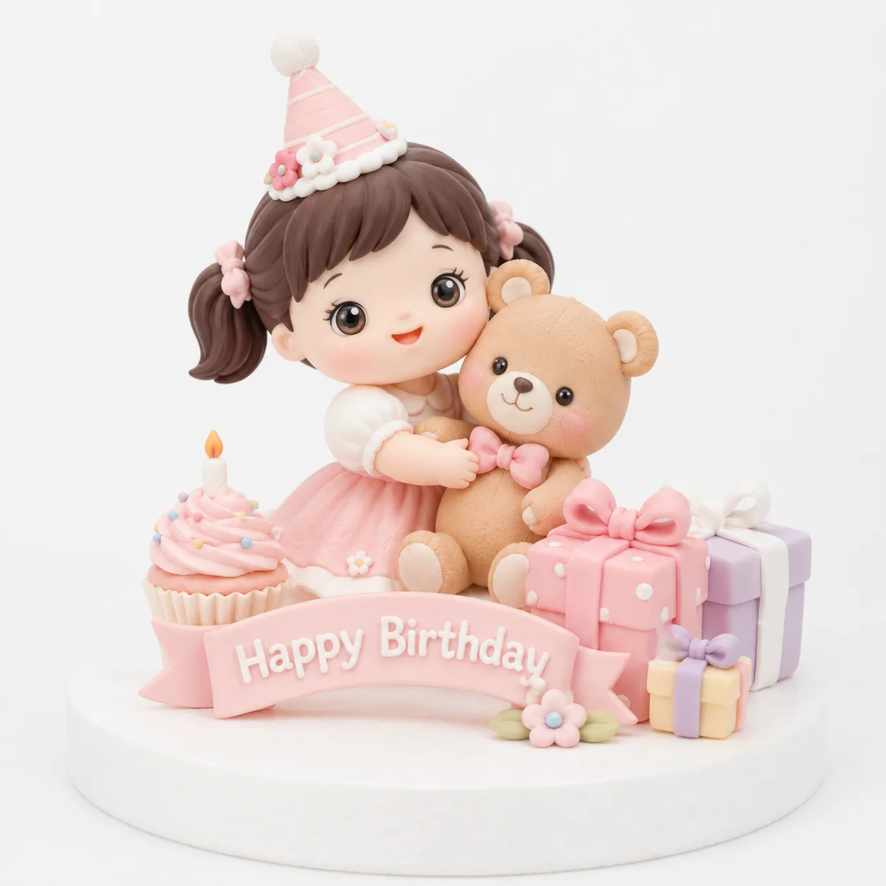 Teddy Bear Hug Birthday Girl Topper
