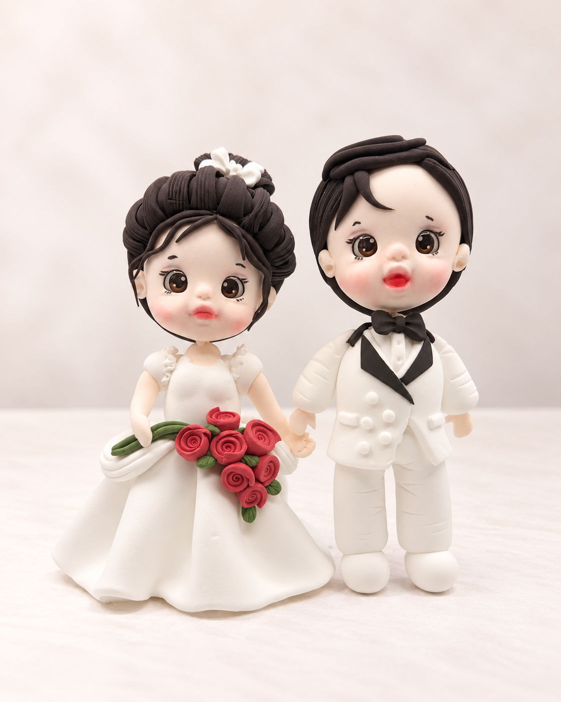 Bride and Groom Wedding Figurine Handmade Clay Cake Topper