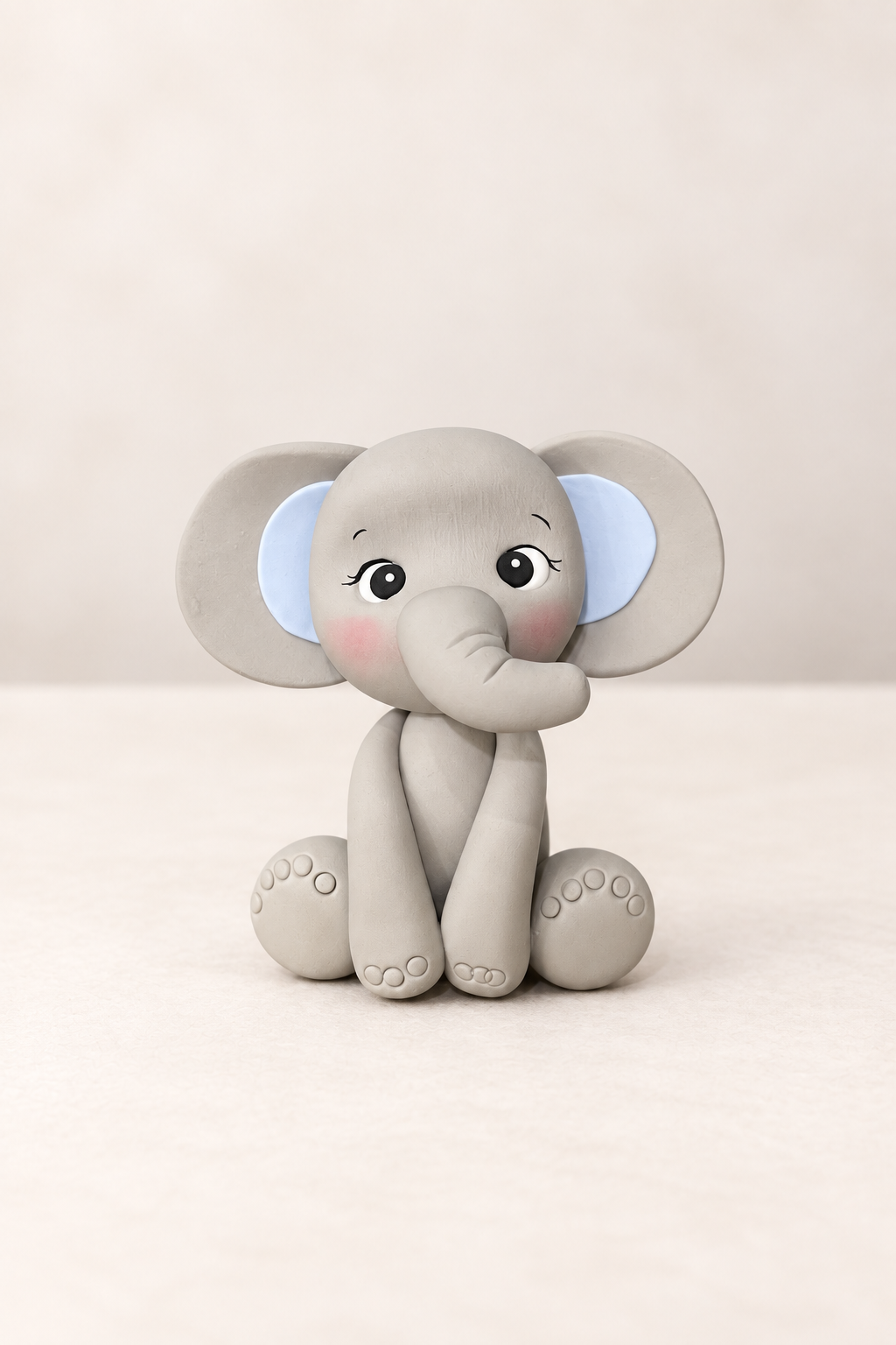 Elephant Figurine Handmade Clay Cake Topper