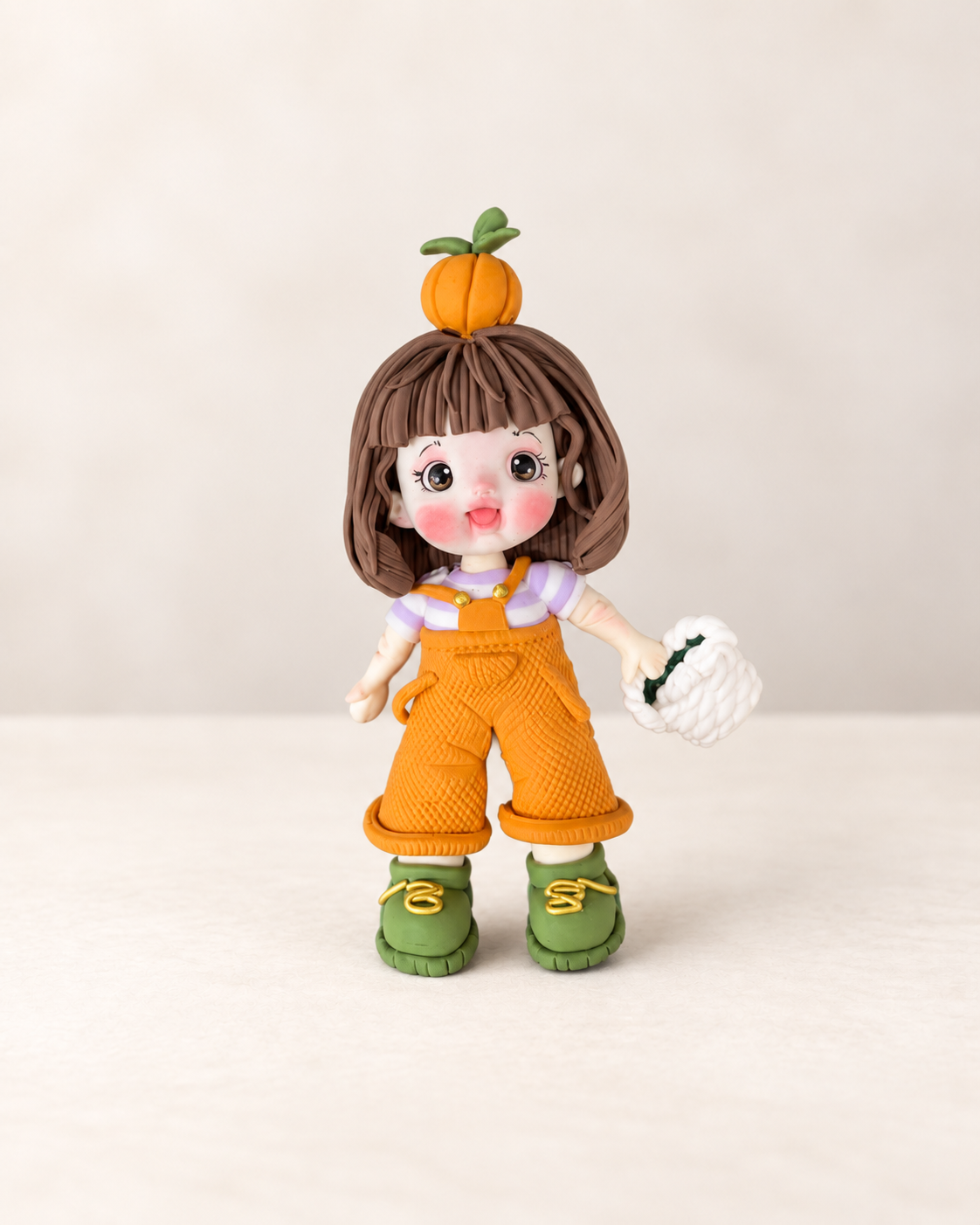 Farmer Girl Figurine Handmade Clay Cake Topper