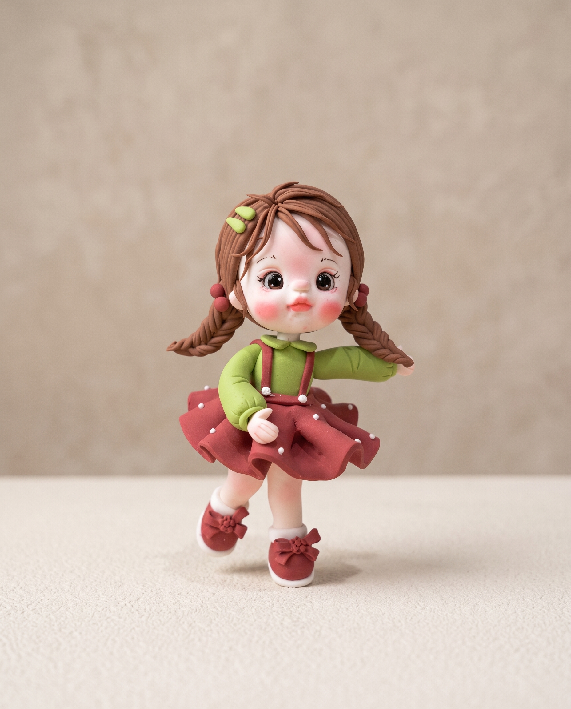 Garden Girl Figurine Handmade Clay Cake Topper
