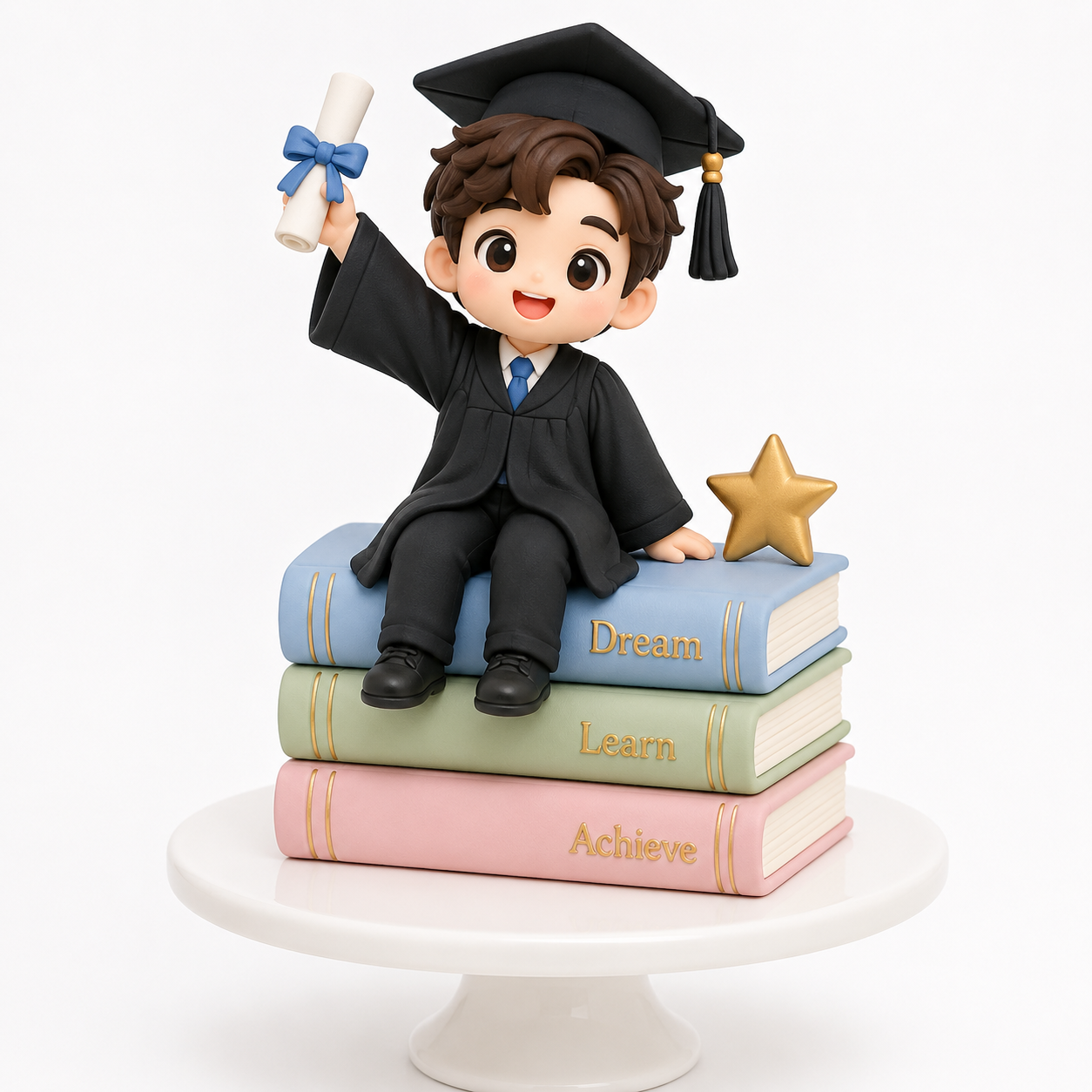 Boy On Book Stack Topper