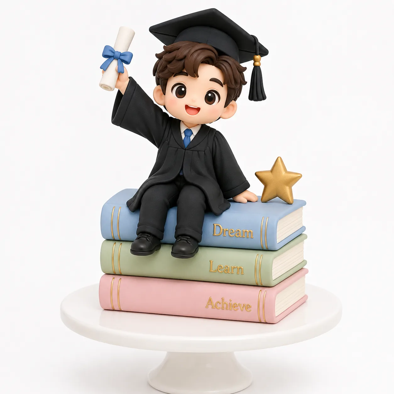 Boy On Book Stack Topper