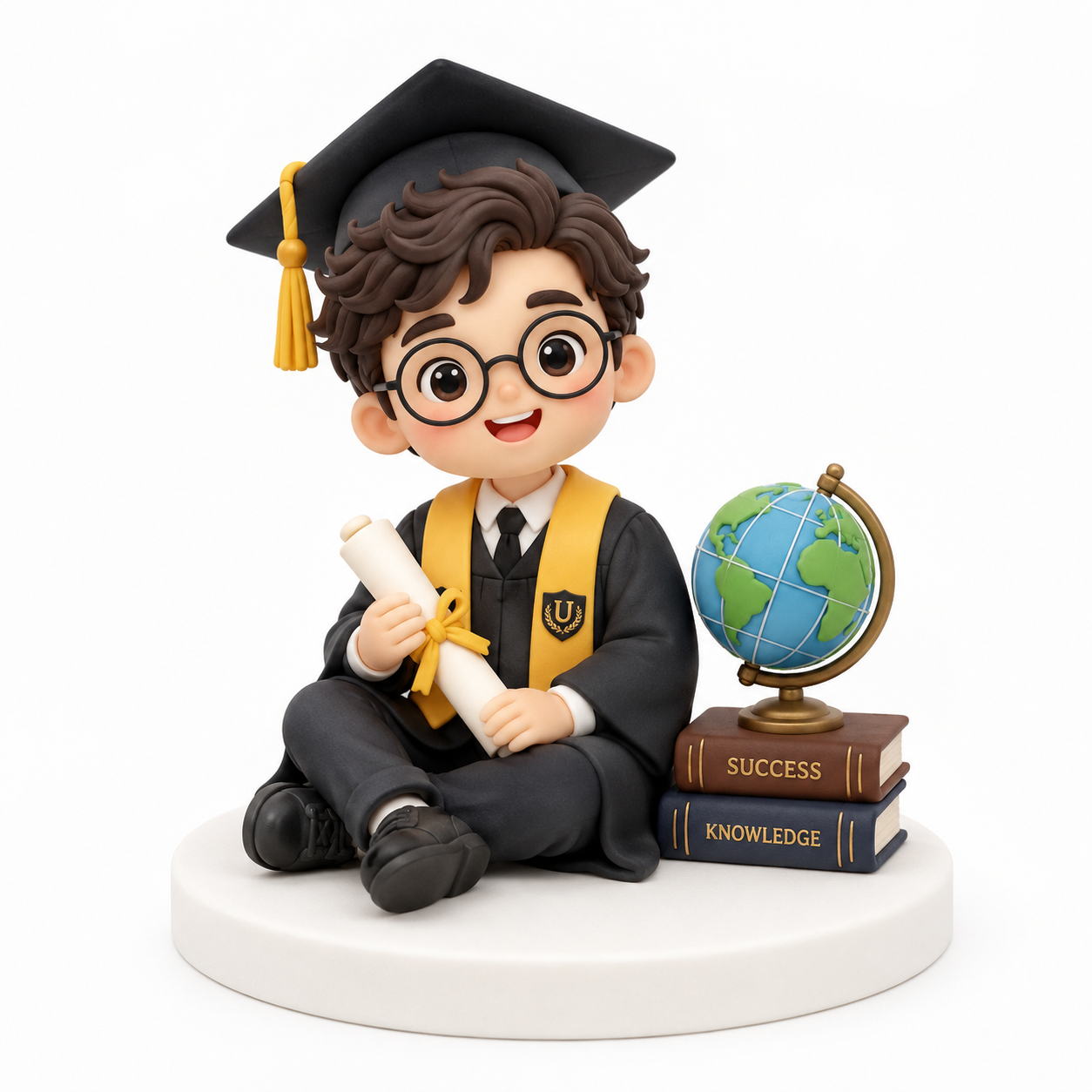 Globe Scholar Boy Yellow Sash Topper