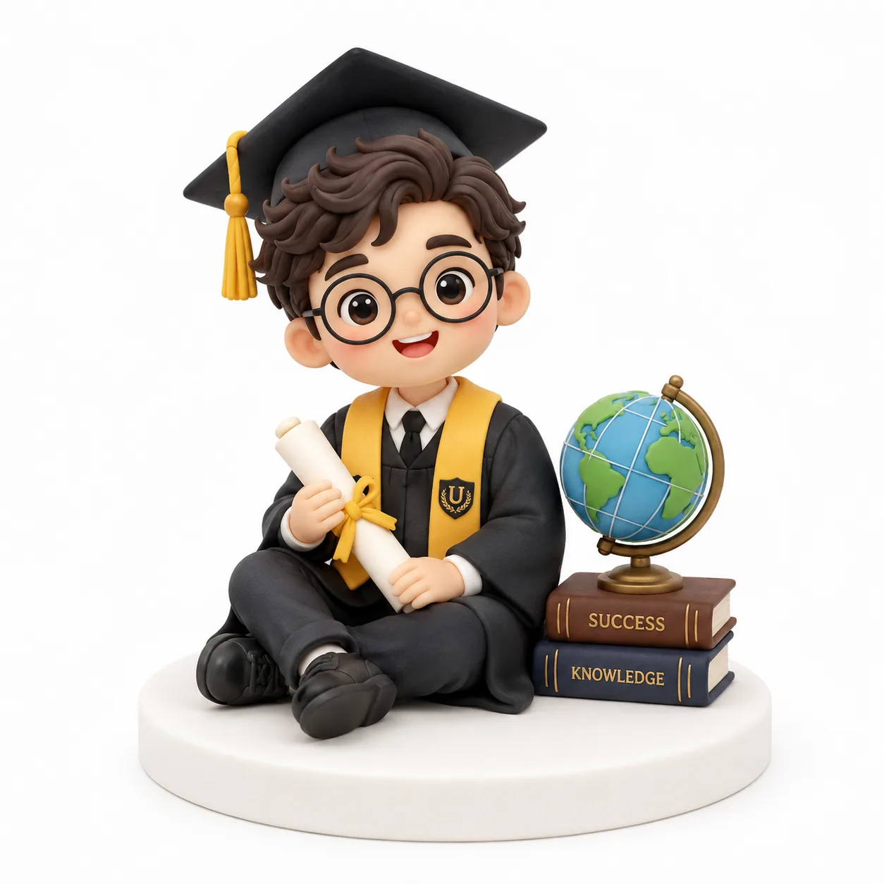 Globe Scholar Boy Yellow Sash Topper
