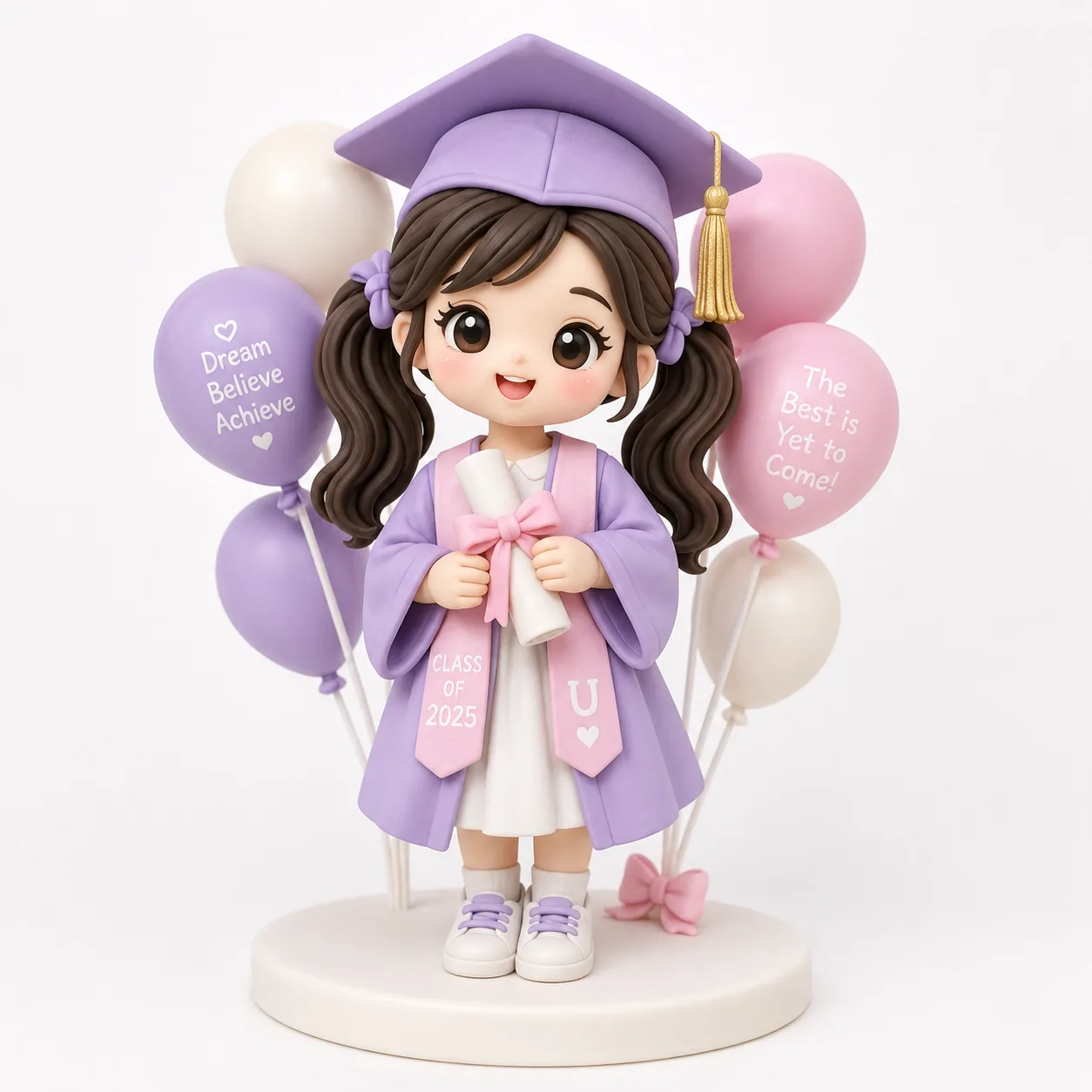 Purple Gown Balloon Graduate Topper