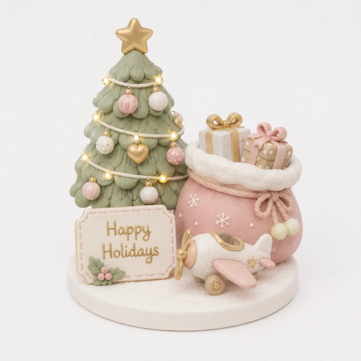 Happy Holidays Tree Scene Topper