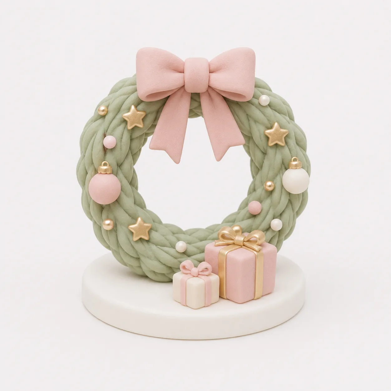 Pink Bow Holiday Wreath Topper