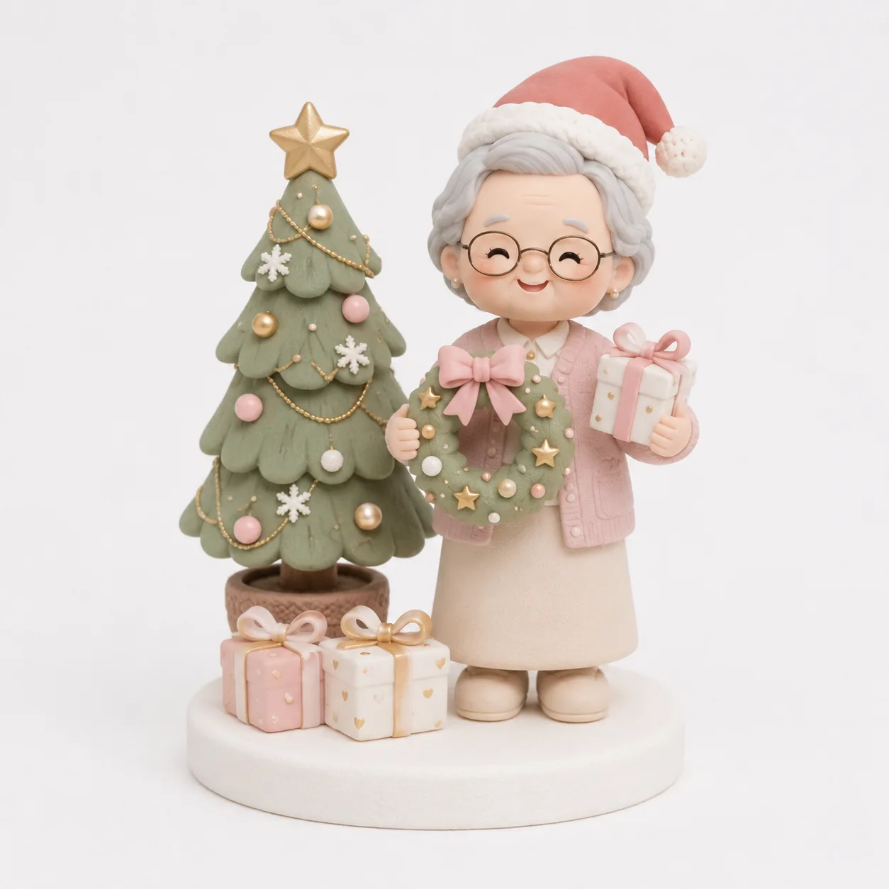 Santa Hat Grandma & Wreath Topper