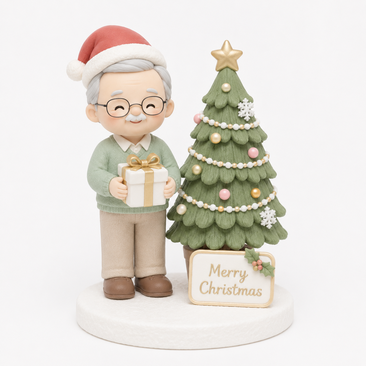 Santa Hat Grandpa Christmas Topper