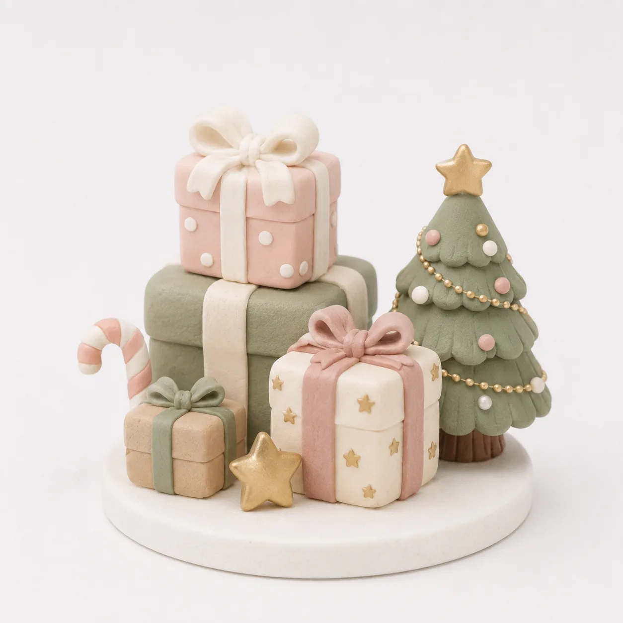 Stacked Gifts & Pine Tree Topper