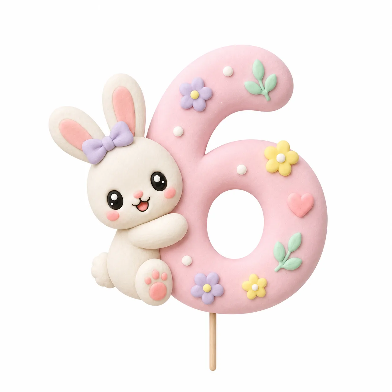 Bunny Number 6 Topper