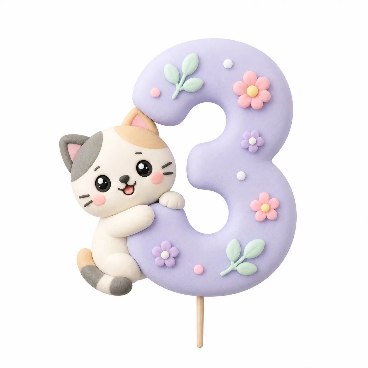 Calico Cat Number 3 Topper
