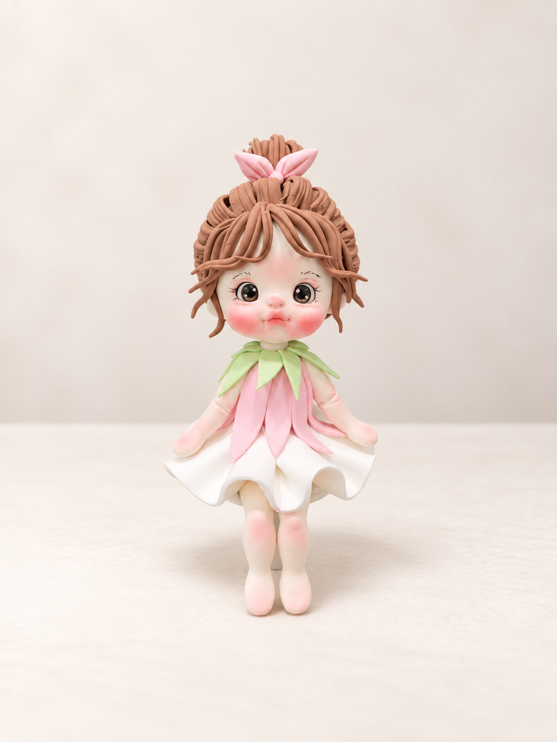 Petal Fairy Girl Figurine Handmade Clay Cake Topper