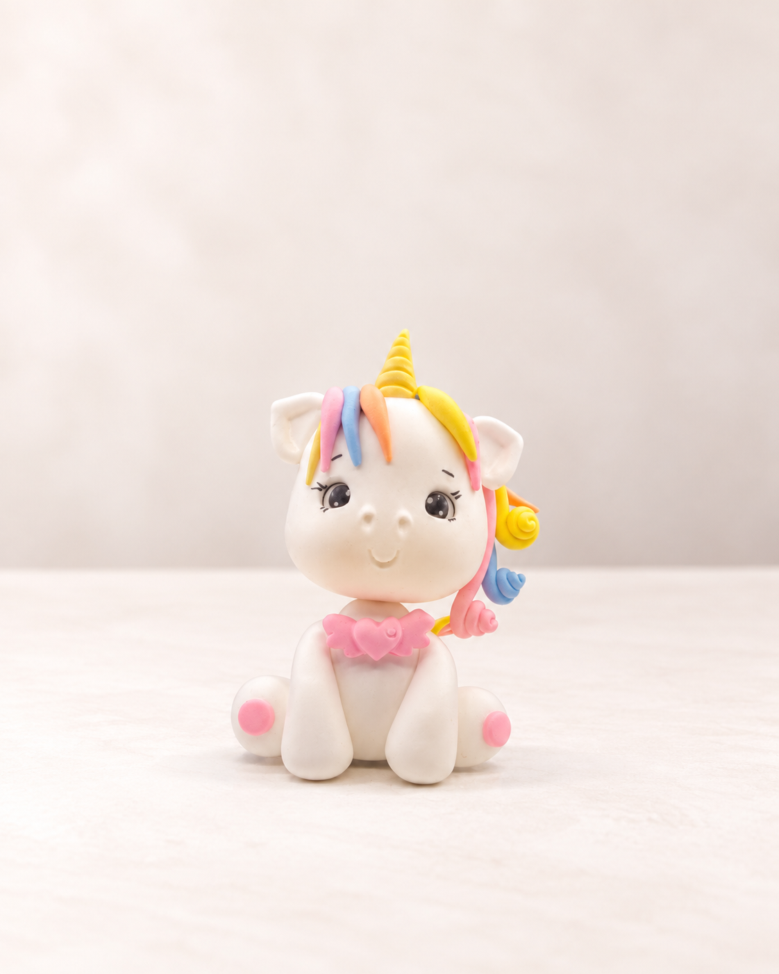Rainbow Unicorn Figurine Handmade Clay Cake Topper