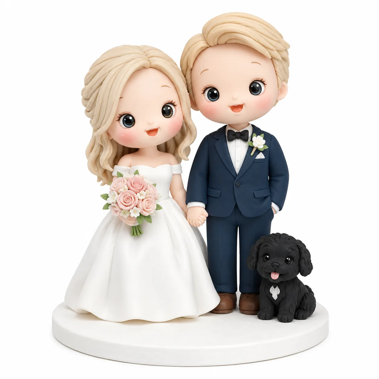 Blonde Newlyweds with Puppy Topper