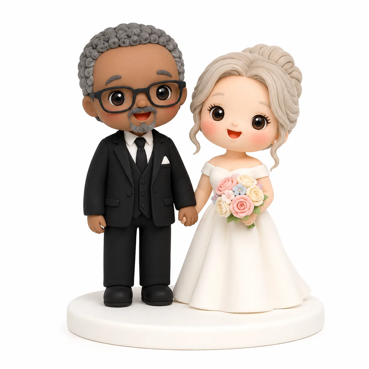 Silver-Haired Groom & Blonde Bride Topper